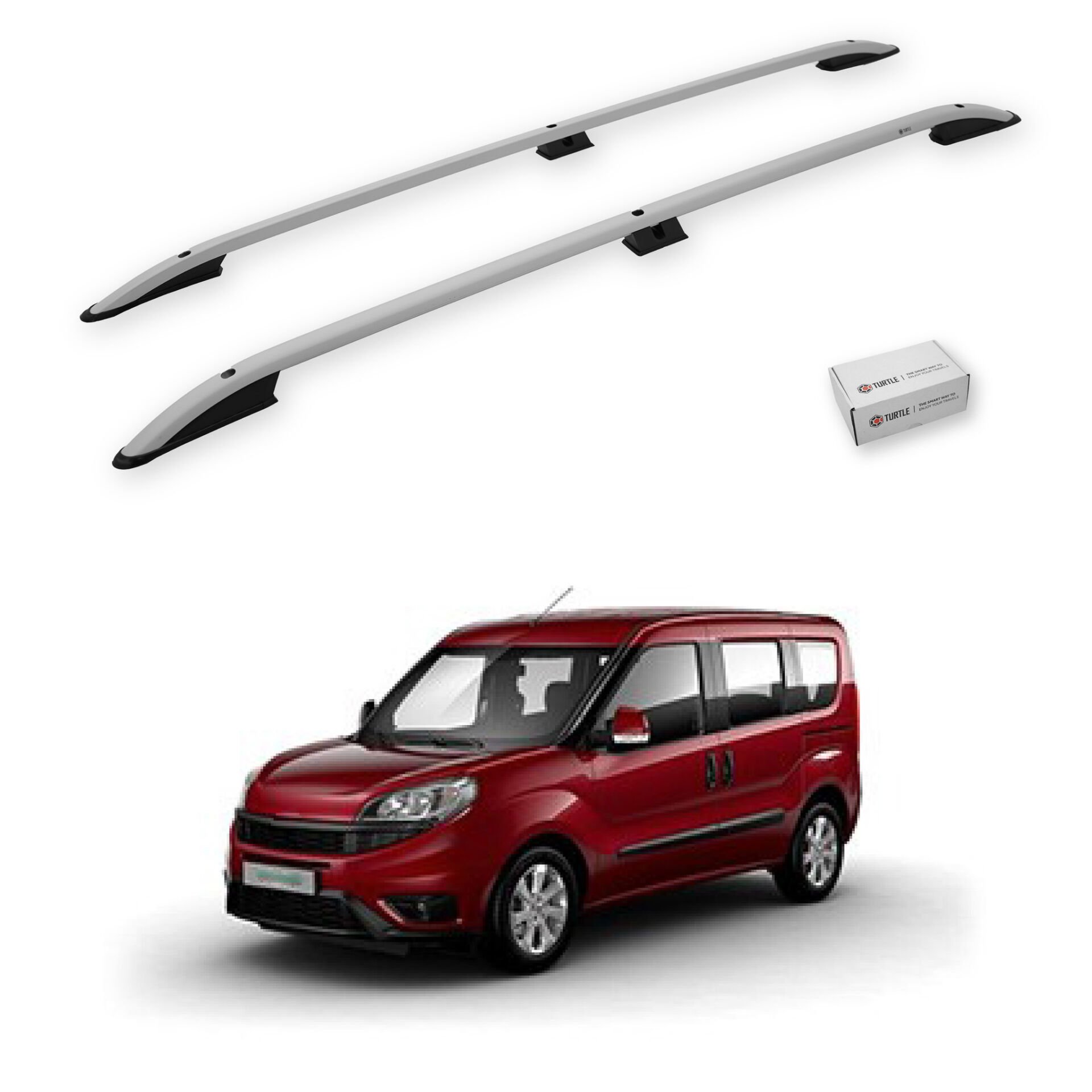 Turtle Fiat Doblo 2 2010-2022 / Uzun Şasi Arası Uyumlu Tavan Çıtası Crown Siyah