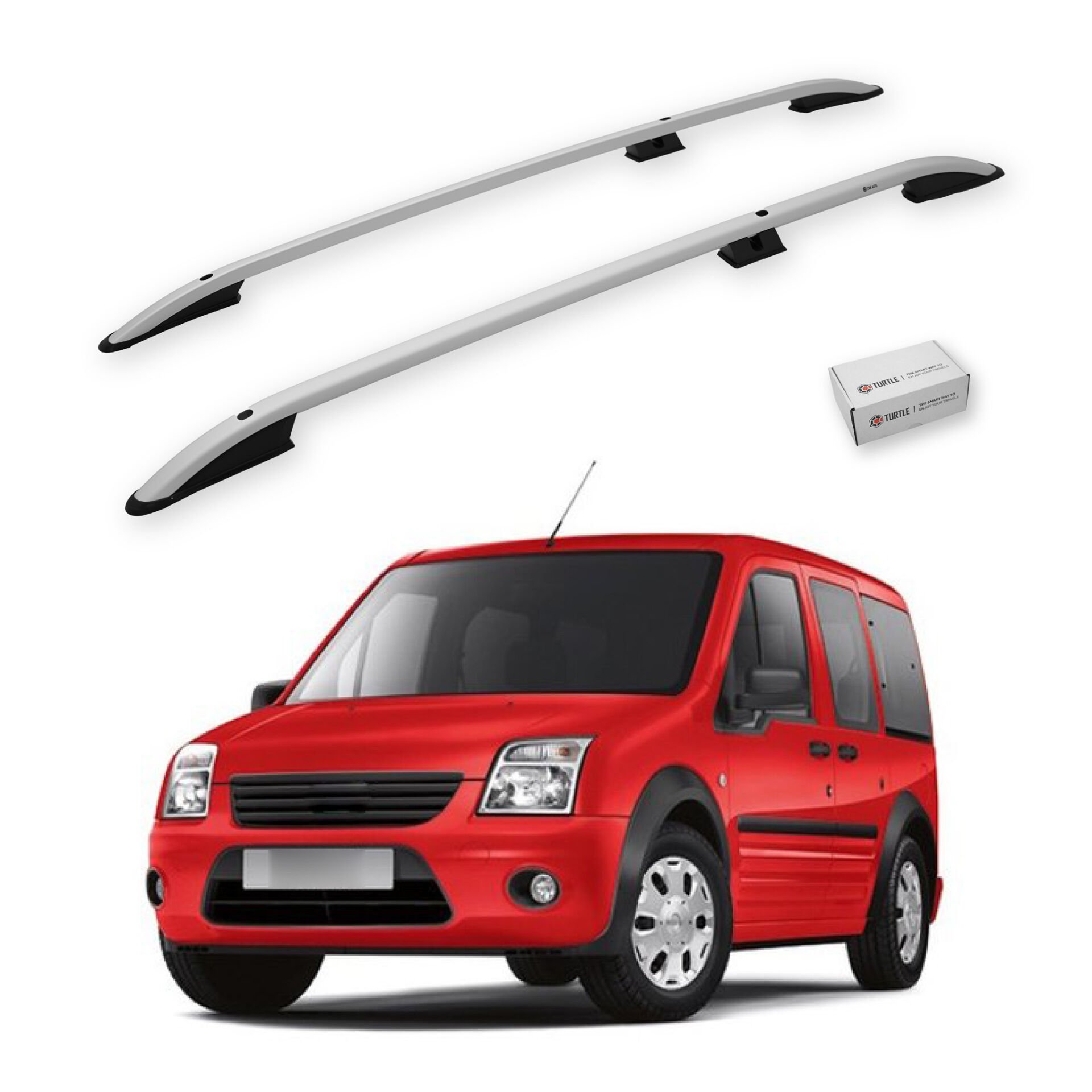 Turtle Ford Connect 2002-2012 / Uzun Şasi Arası Uyumlu Tavan Çıtası Crown Siyah