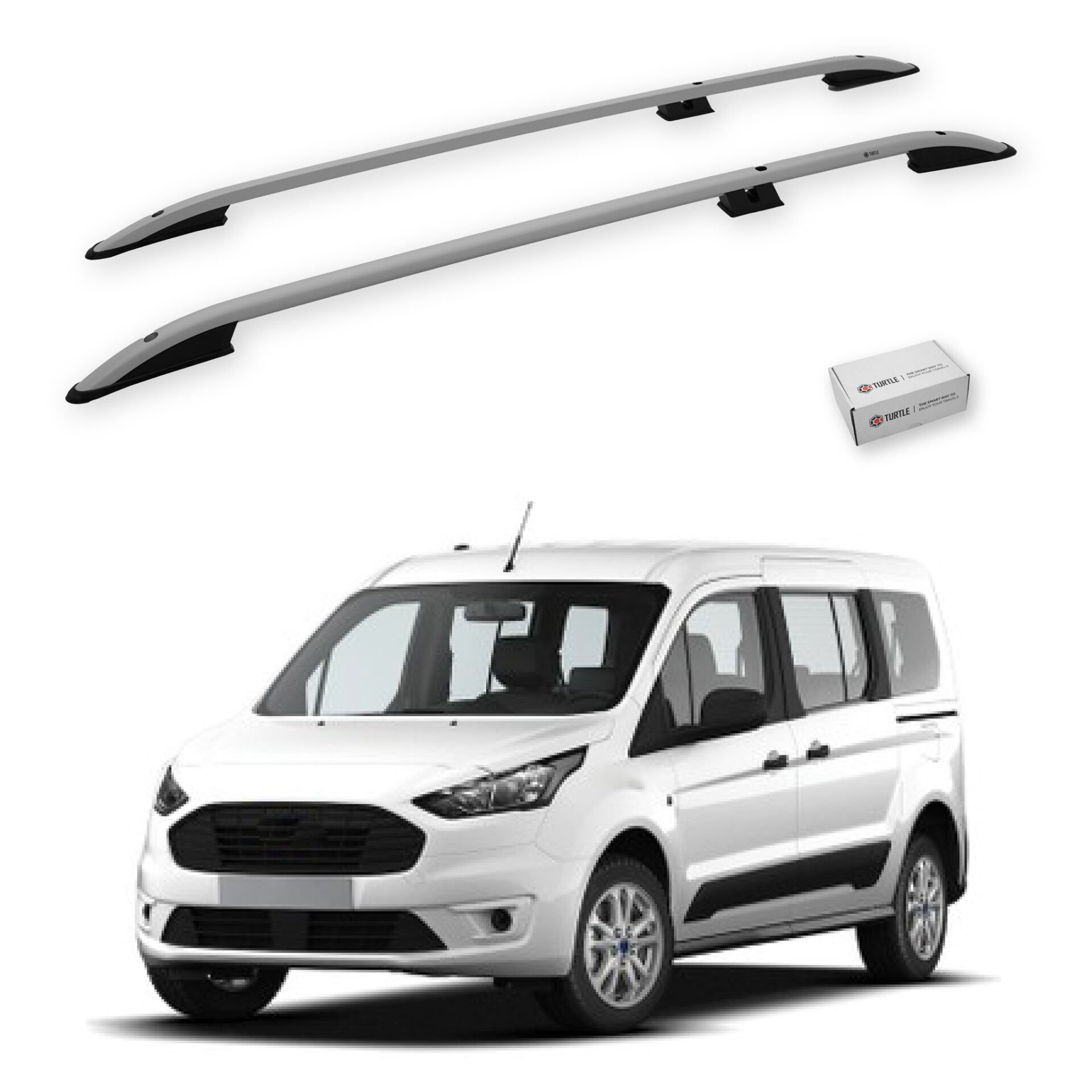 Turtle Ford Connect 2013-2021 / Kısa Şasi Arası Uyumlu Tavan Çıtası Crown Siyah