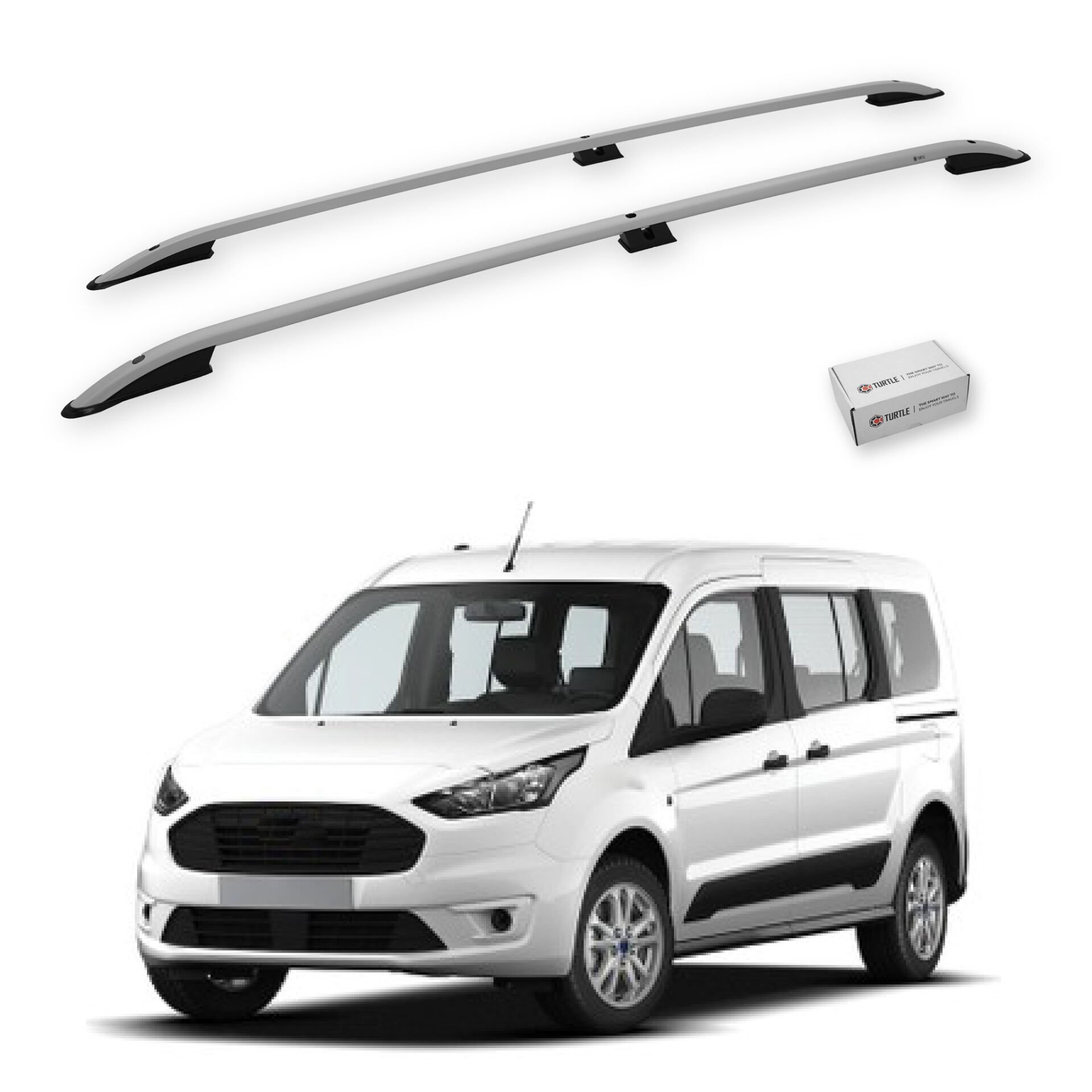 Turtle Ford Connect 2013-2021 / Uzun Şasi Arası Uyumlu Tavan Çıtası Crown Siyah