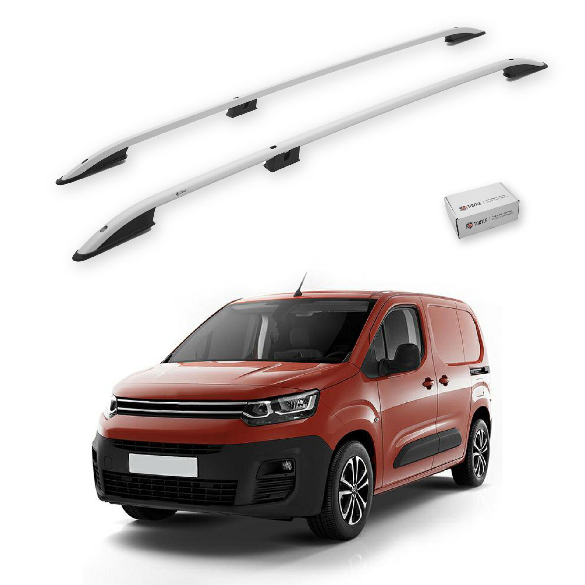 Turtle Citroen Berlingo 2019-2025 / Uzun Şasi Arası Uyumlu Tavan Çıtası Crown Siyah