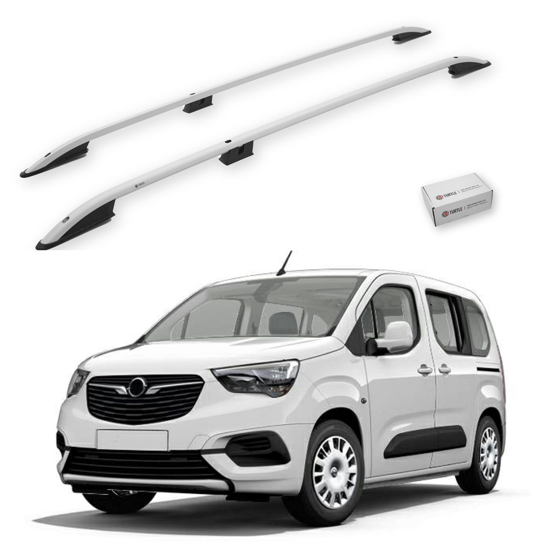 Turtle Opel Combo Life 2019-2025 / Uzun Şasi Arası Uyumlu Tavan Çıtası Crown Siyah