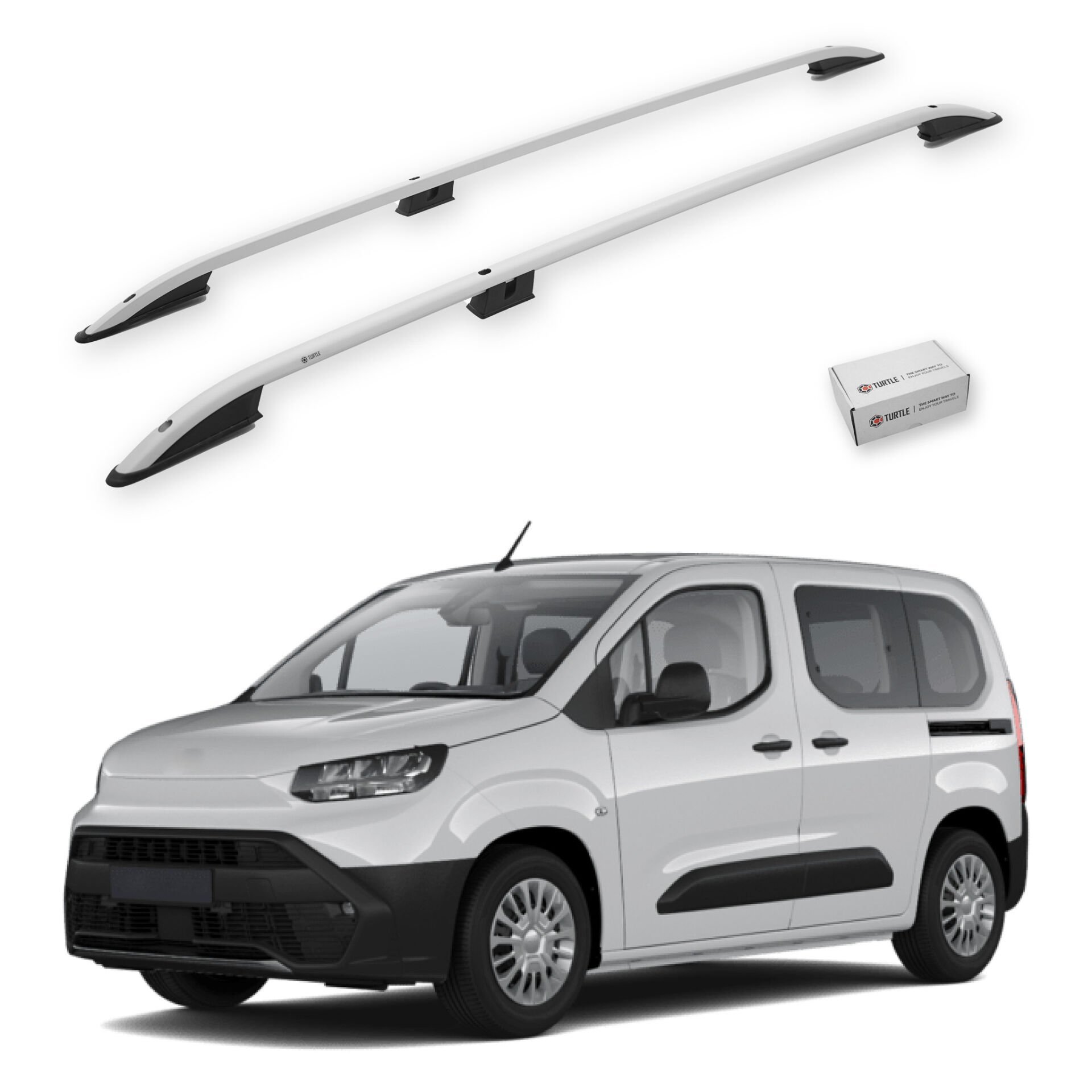 Turtle Toyota Proace City 2019-2025 / Uzun Şasi Arası Uyumlu Tavan Çıtası Crown Siyah