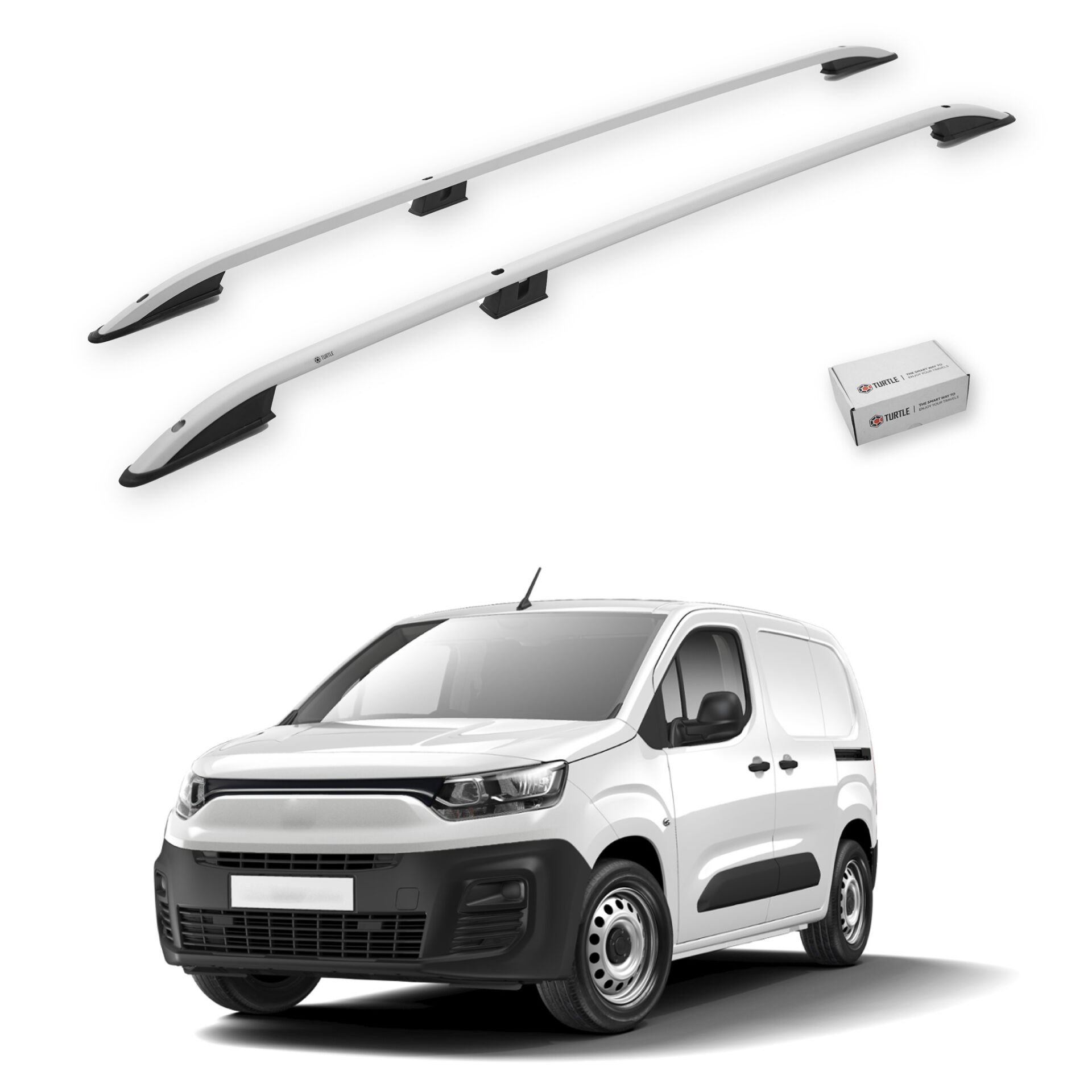 Turtle Fiat Doblo(K9) 2023-2025 / Uzun Şasi Arası Uyumlu Tavan Çıtası Crown Siyah