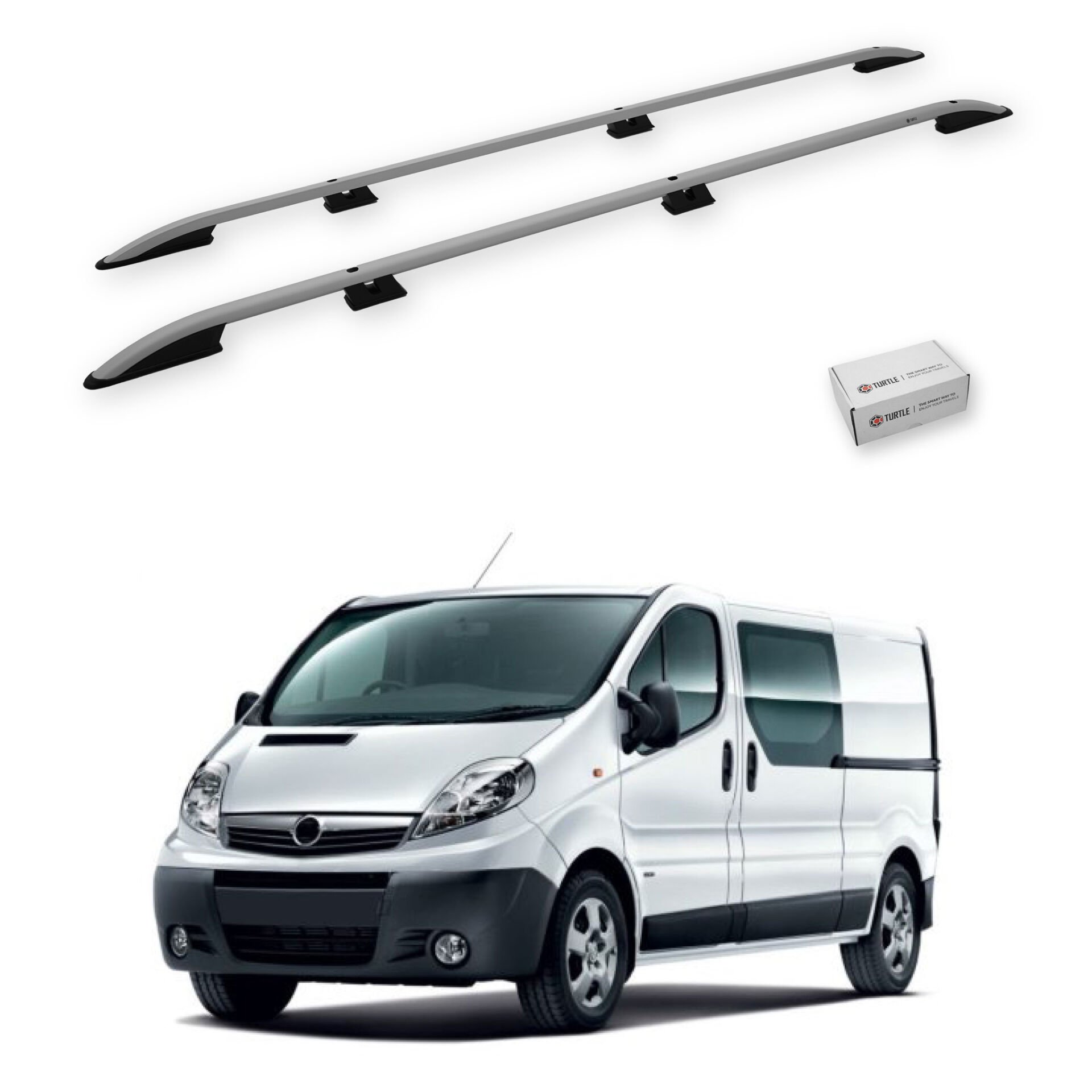 Turtle Opel Vivaro (X83) 2001-2014 / Uzun Şasi Arası Uyumlu Tavan Çıtası Crown Siyah