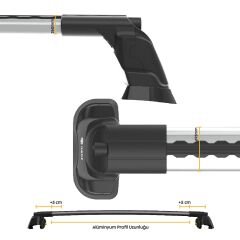 TURTLE Land Rover Range Rover Vogue (L322) Turtle Ara Atkı Taşıyıcı Bar 2002-2012 Arası Uyumlu - Turtle Air3 Gri