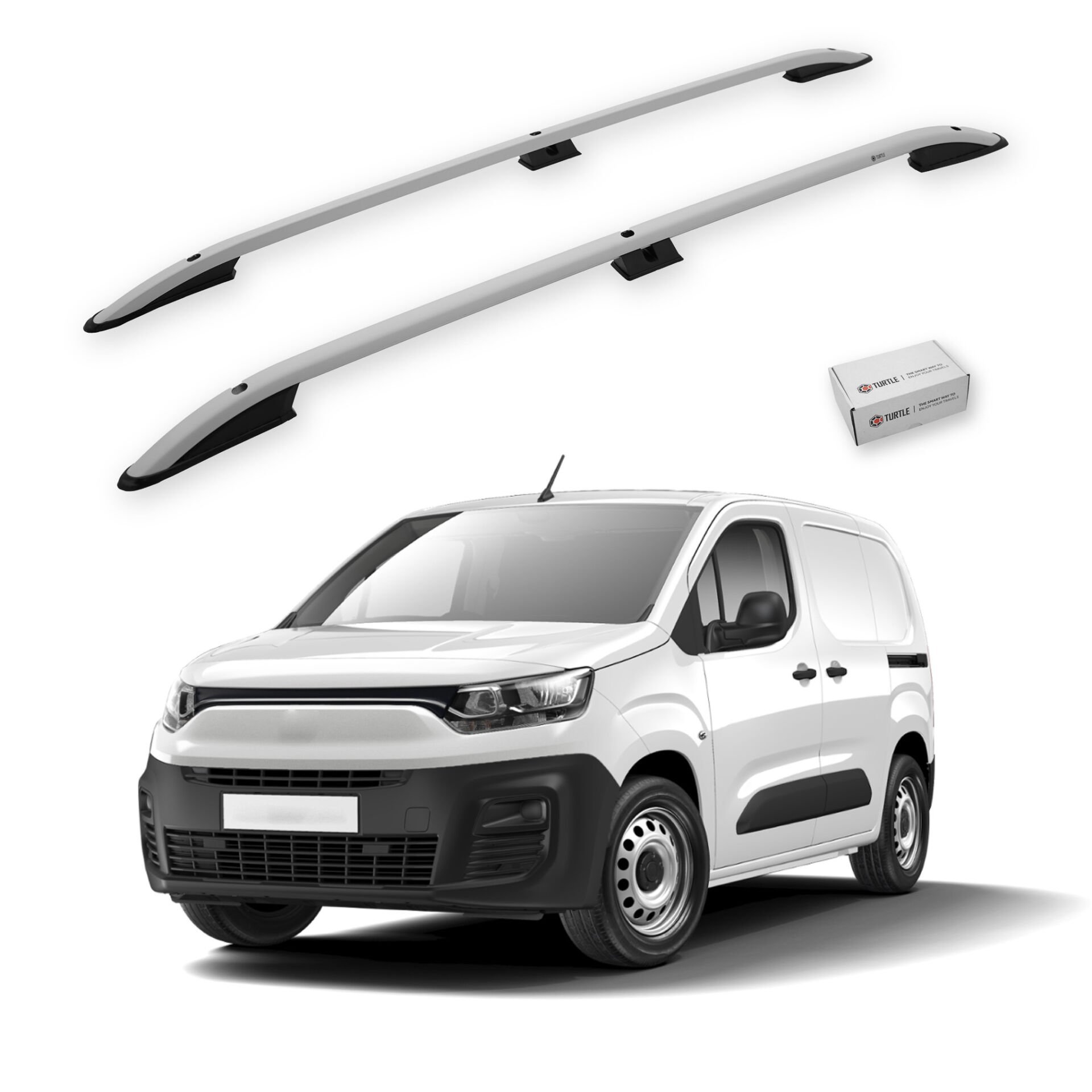 Turtle Fiat Doblo(K9) 2023-2025 / Kısa Şasi Arası Uyumlu Tavan Çıtası Crown Siyah