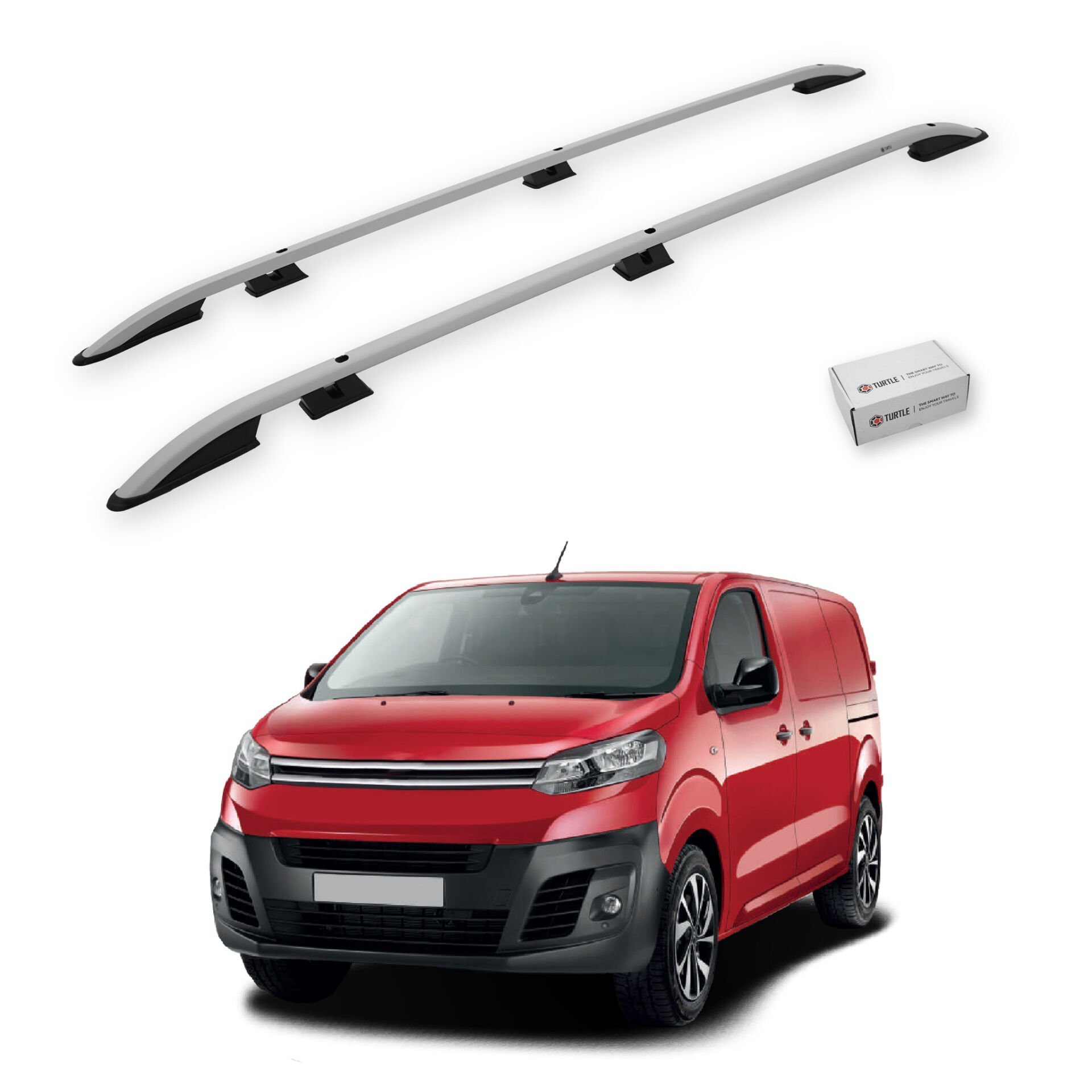 Turtle Citroen Dispatch (Mk3) 2017-2025 / Orta Şasi Arası Uyumlu Tavan Çıtası Crown Siyah