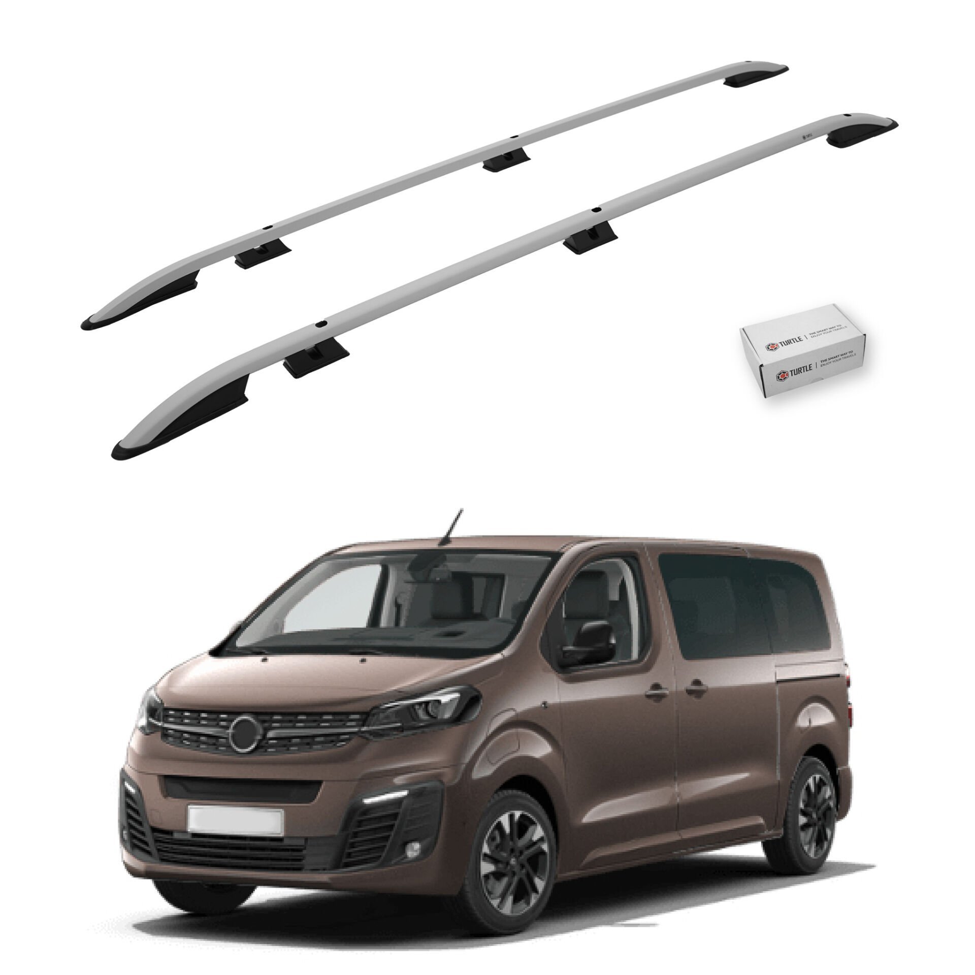 Turtle Opel Zafira Life (Mk3) 2019-2025 / Orta Şasi Arası Uyumlu Tavan Çıtası Crown Siyah