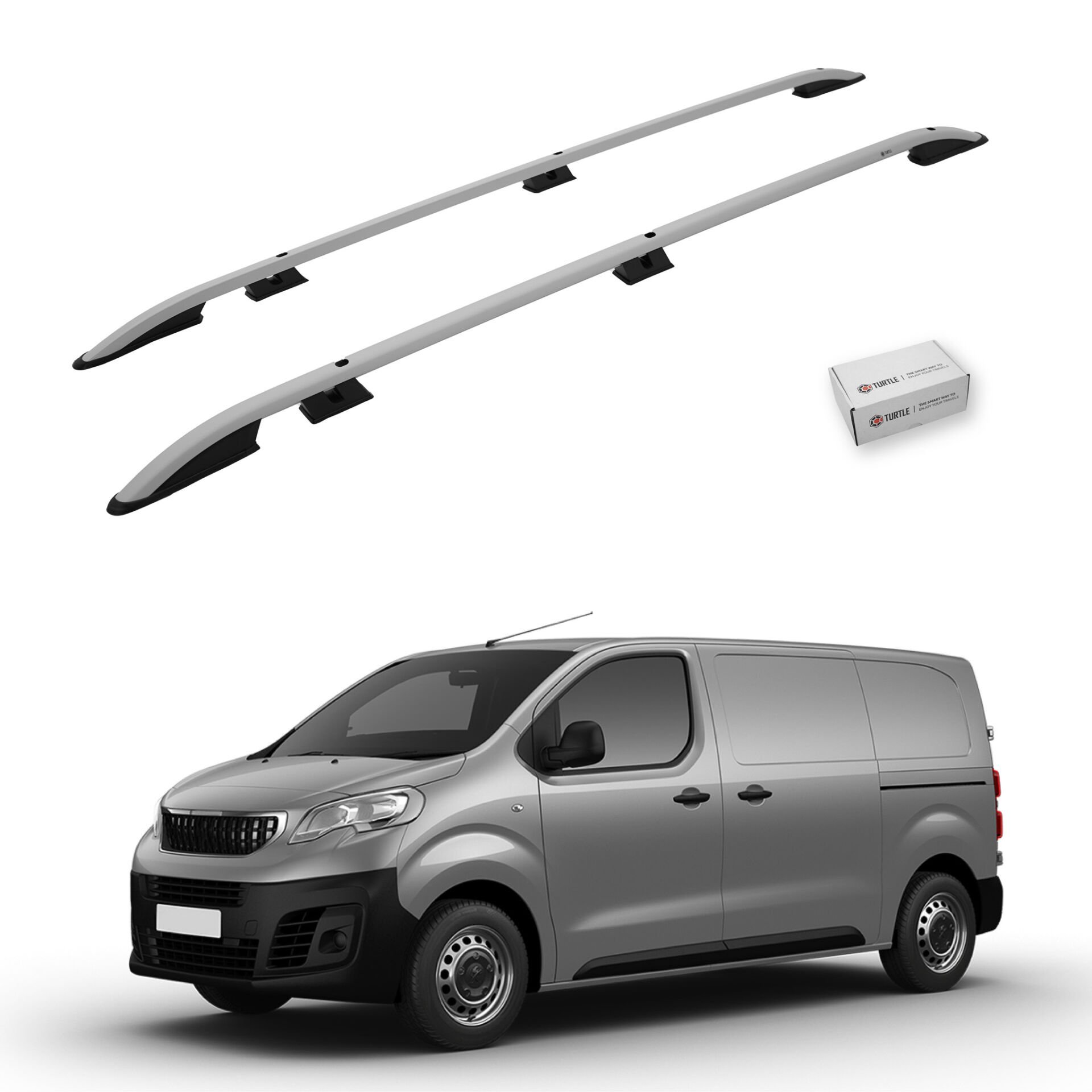 Turtle Peugeot Expert (Mk3) 2017-2025 / Orta Şasi Arası Uyumlu Tavan Çıtası Crown Siyah