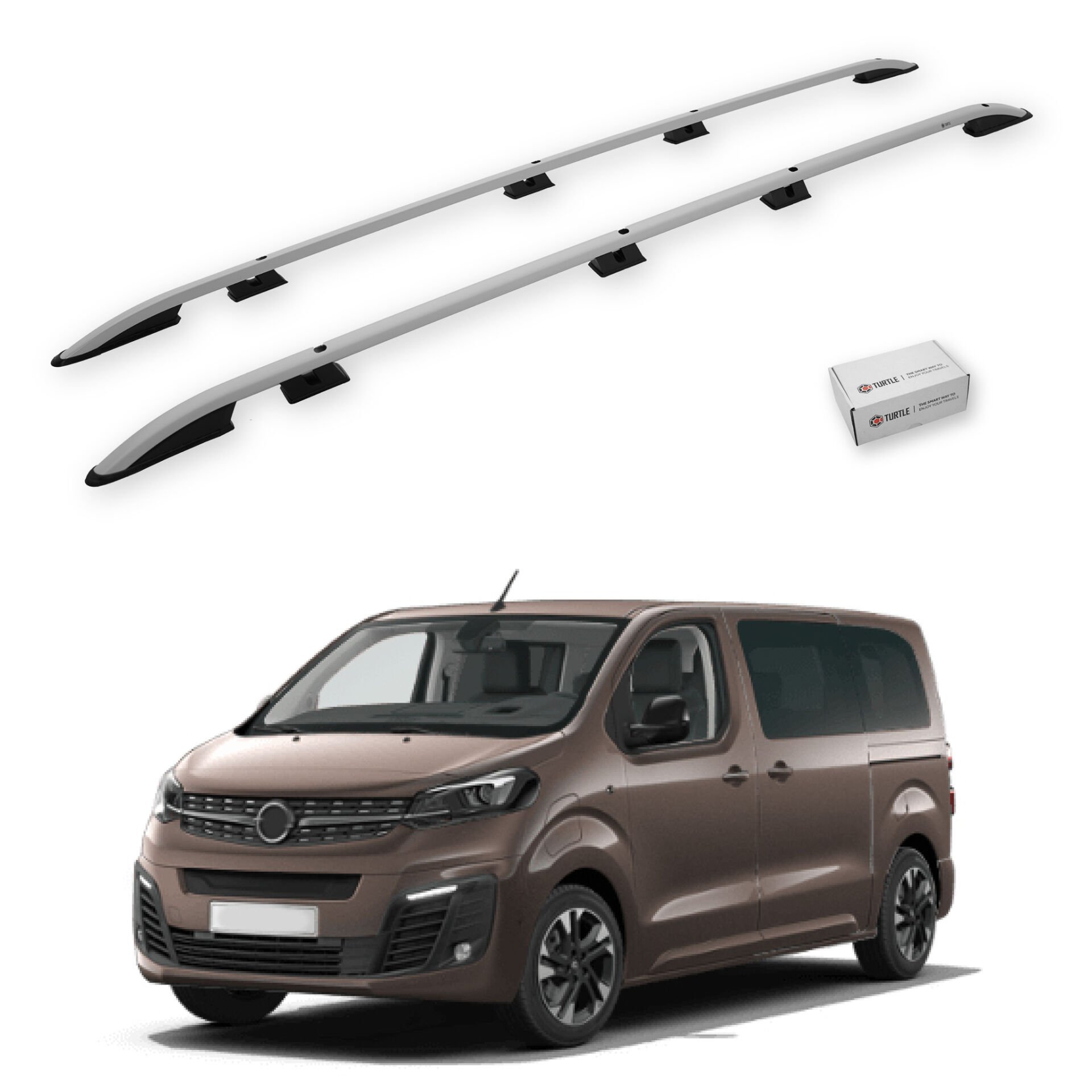 Turtle Opel Zafira Life (Mk3) 2019-2025 / Uzun Şasi Arası Uyumlu Tavan Çıtası Crown Siyah