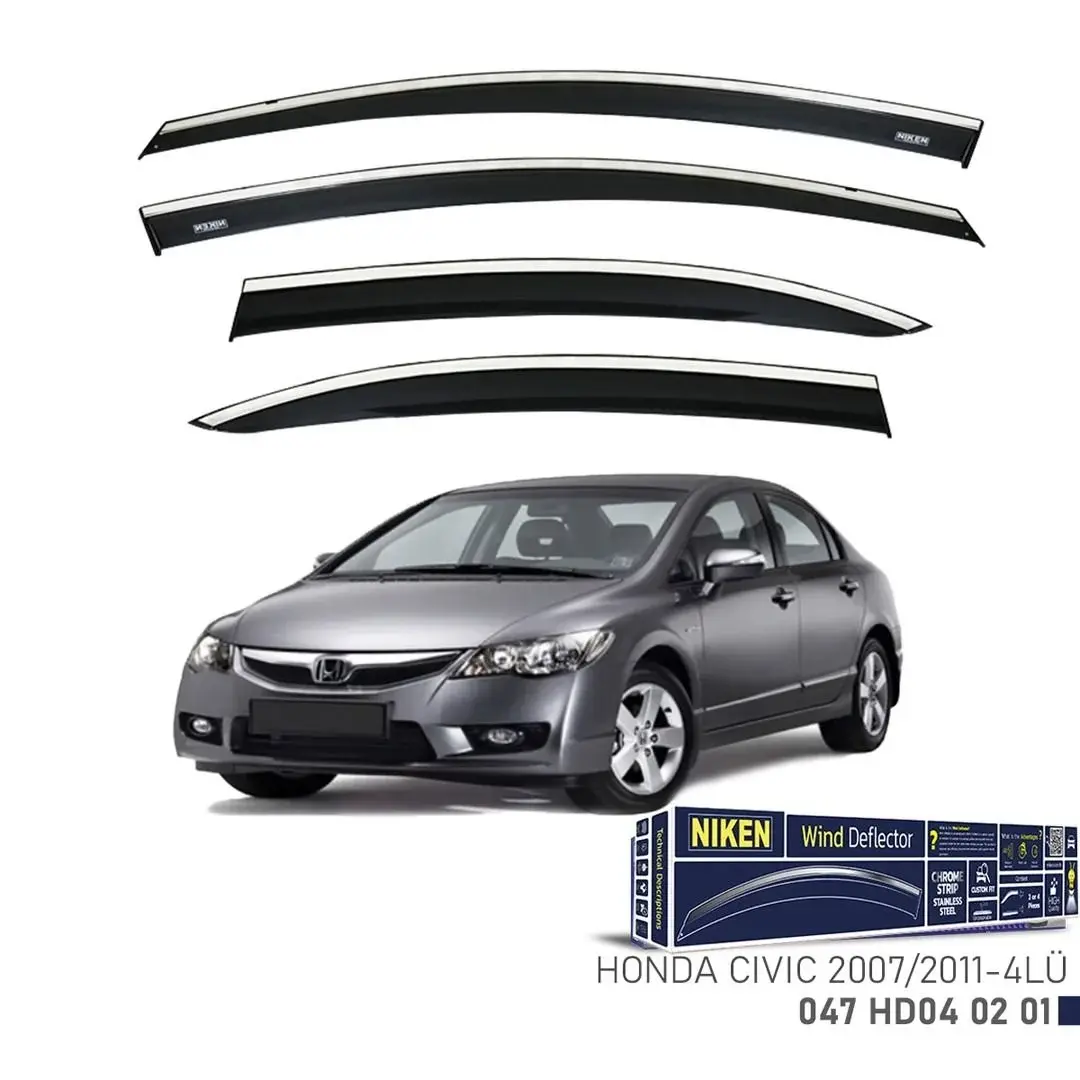 Niken Honda Civic 2007-2011 Kromlu Cam Rüzgarlığı 4lü Takım