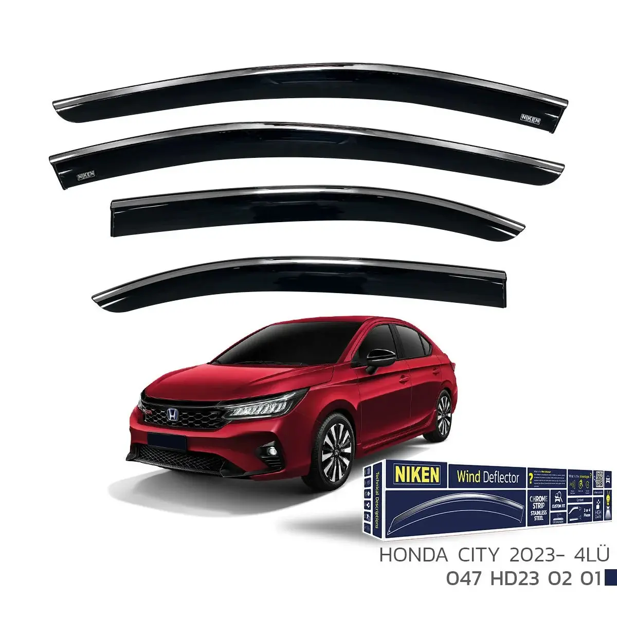 Niken Honda City 2023- Kromlu Cam Rüzgarlığı 4lü Takım