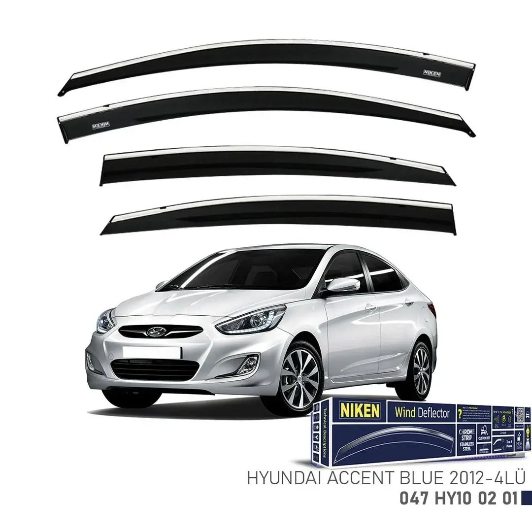 Niken Hyundai Accent Blue 2012- Kromlu Cam Rüzgarlığı 4lü Takım