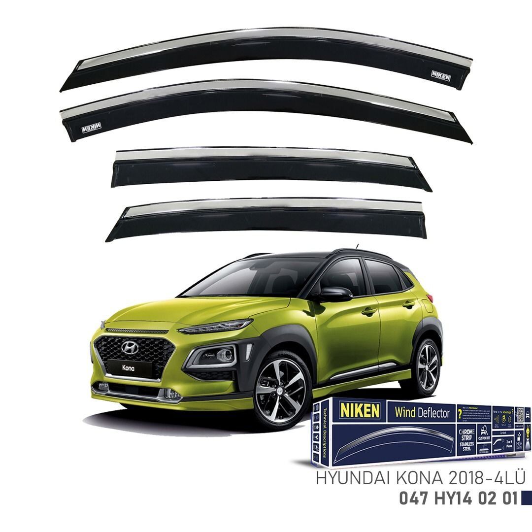 Niken Hyundai Kona 2018- Kromlu Cam Rüzgarlığı 4lü Takım