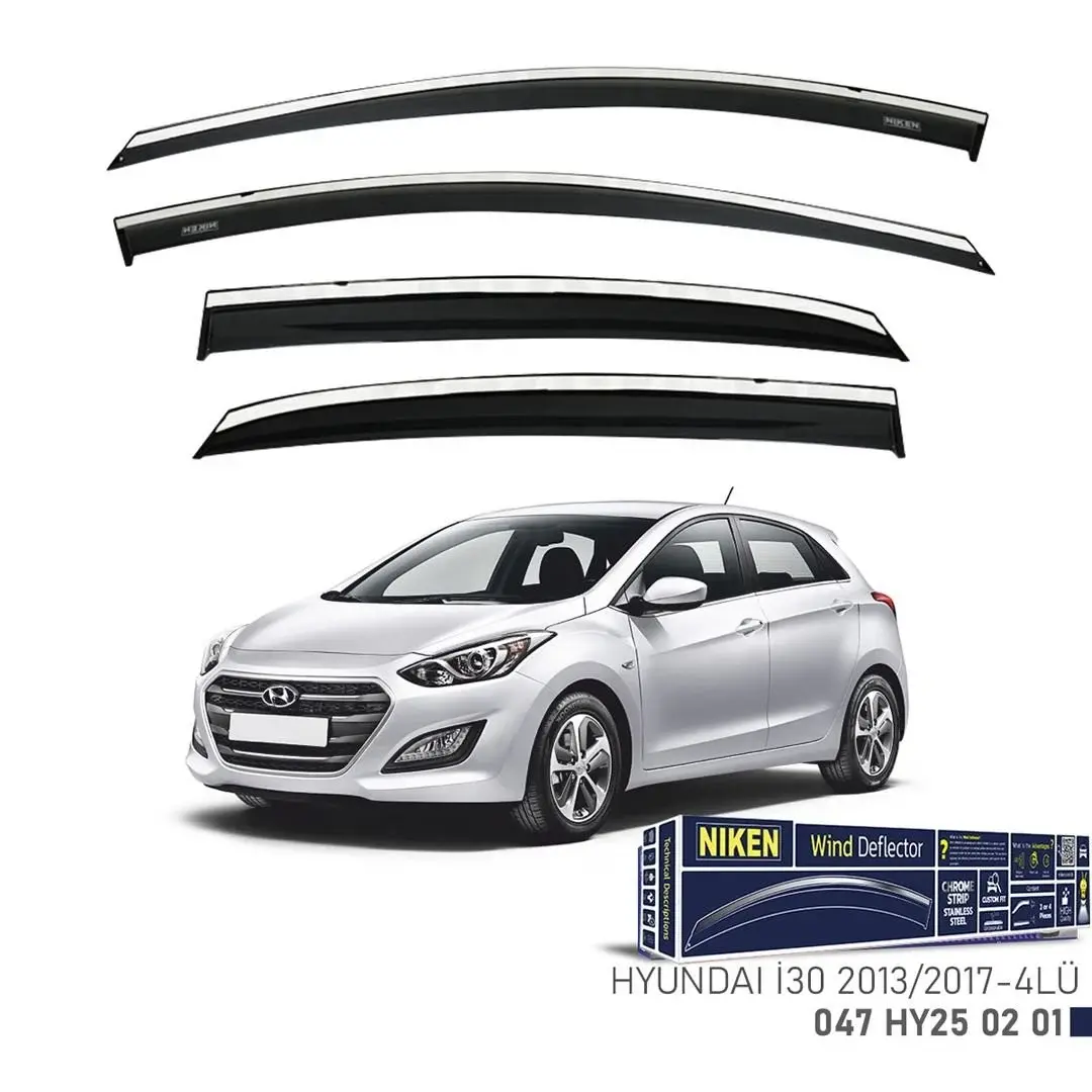 Niken Hyundai i30 2013-2017 Kromlu Cam Rüzgarlığı 4lü Takım